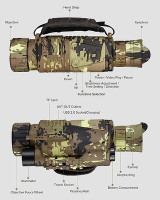 economia de poder recarregável do telescópio do monocular da visão noturna do sistema ótico 5x8